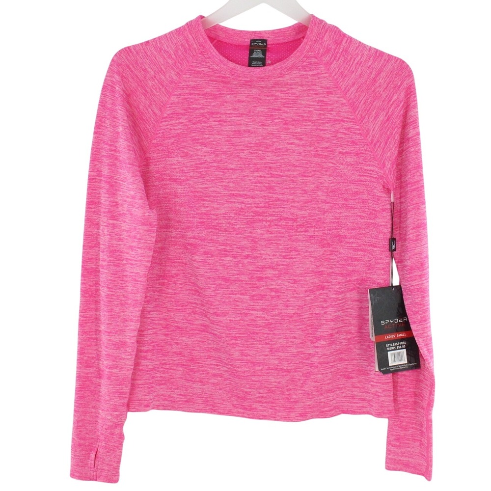 Spyder Active Top Long Sleeve Thumbhole SP1054 Small Pink Space Dye